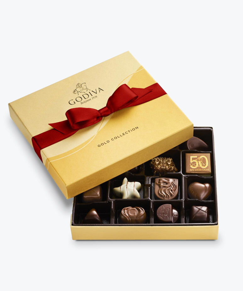 Luxury Gold Chocolate Lid-Off Box with Ribbon