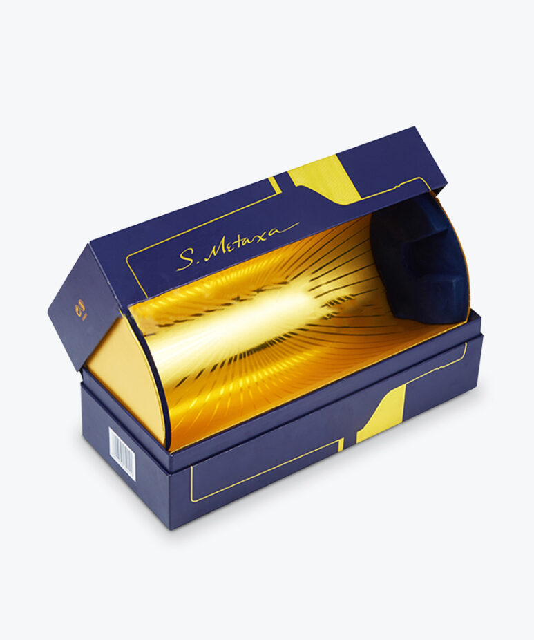 Gold Foil Liquor Hinged Box with Insert